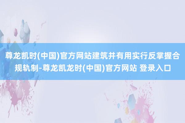 尊龙凯时(中国)官方网站建筑并有用实行反掌握合规轨制-尊龙凯龙时(中国)官方网站 登录入口