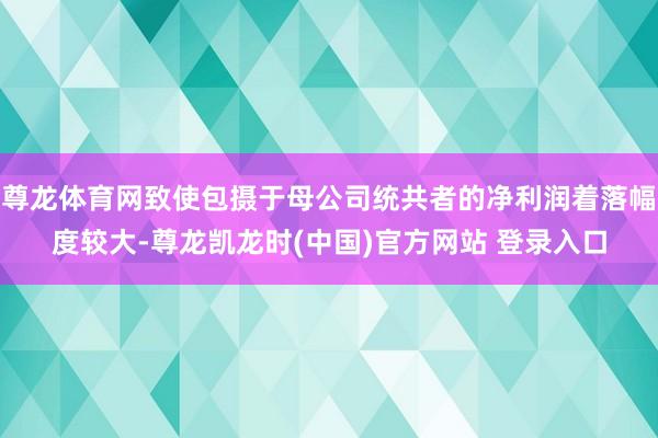 尊龙体育网致使包摄于母公司统共者的净利润着落幅度较大-尊龙凯龙时(中国)官方网站 登录入口