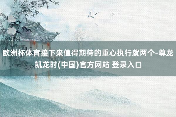 欧洲杯体育接下来值得期待的重心执行就两个-尊龙凯龙时(中国)官方网站 登录入口