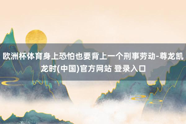 欧洲杯体育身上恐怕也要背上一个刑事劳动-尊龙凯龙时(中国)官方网站 登录入口
