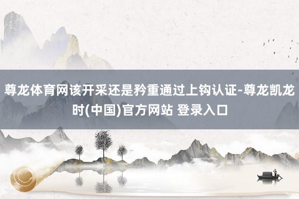 尊龙体育网该开采还是矜重通过上钩认证-尊龙凯龙时(中国)官方网站 登录入口