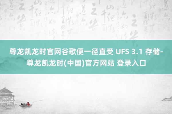 尊龙凯龙时官网谷歌便一径直受 UFS 3.1 存储-尊龙凯龙时(中国)官方网站 登录入口