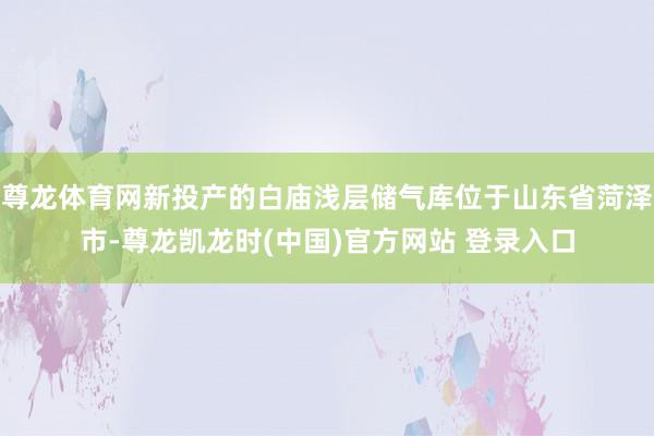 尊龙体育网新投产的白庙浅层储气库位于山东省菏泽市-尊龙凯龙时(中国)官方网站 登录入口