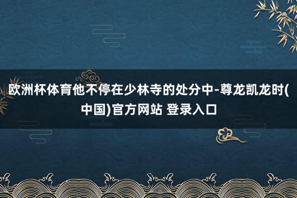 欧洲杯体育他不停在少林寺的处分中-尊龙凯龙时(中国)官方网站 登录入口