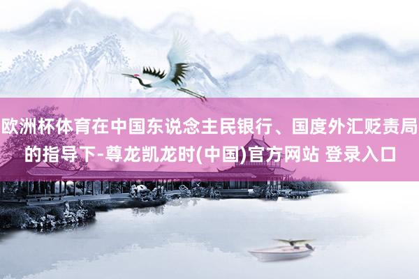 欧洲杯体育在中国东说念主民银行、国度外汇贬责局的指导下-尊龙凯龙时(中国)官方网站 登录入口