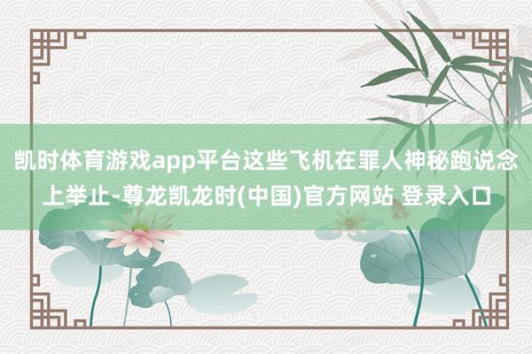 凯时体育游戏app平台这些飞机在罪人神秘跑说念上举止-尊龙凯龙时(中国)官方网站 登录入口
