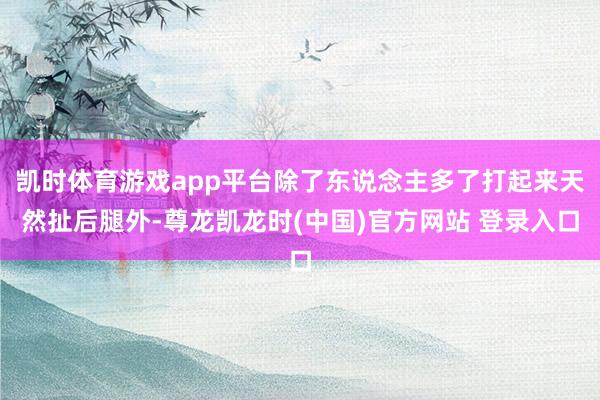 凯时体育游戏app平台除了东说念主多了打起来天然扯后腿外-尊龙凯龙时(中国)官方网站 登录入口