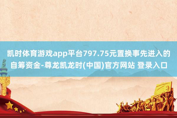 凯时体育游戏app平台797.75元置换事先进入的自筹资金-尊龙凯龙时(中国)官方网站 登录入口
