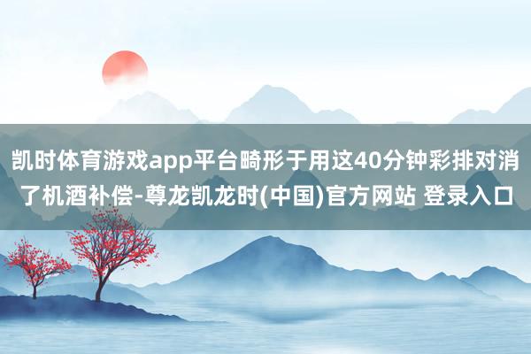凯时体育游戏app平台畸形于用这40分钟彩排对消了机酒补偿-尊龙凯龙时(中国)官方网站 登录入口